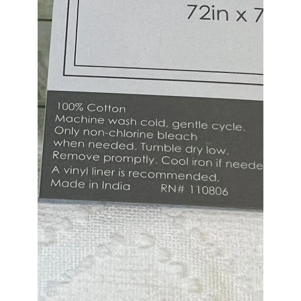 New Hotel Grand Royale Shower Curtain Clipped Diamond White Textured Fabric 72”